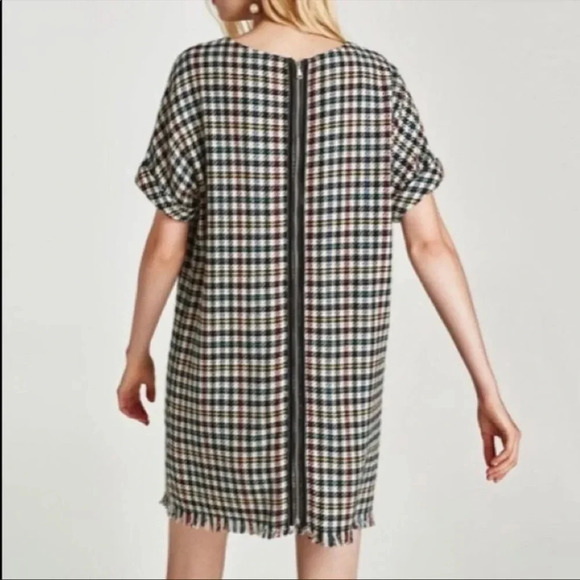 Zara Multi-colored Checked Tweed Dress Size XS - Picture 3 of 12